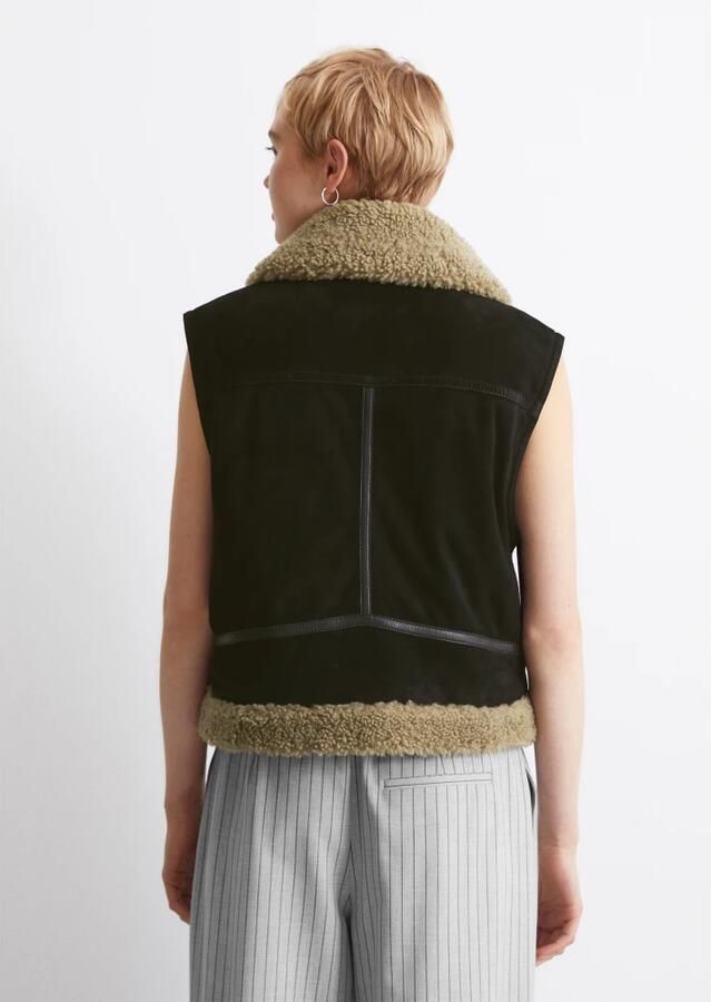 Marc O'Polo DENIM Leren gilet met ritszakken opzij - Foto 4