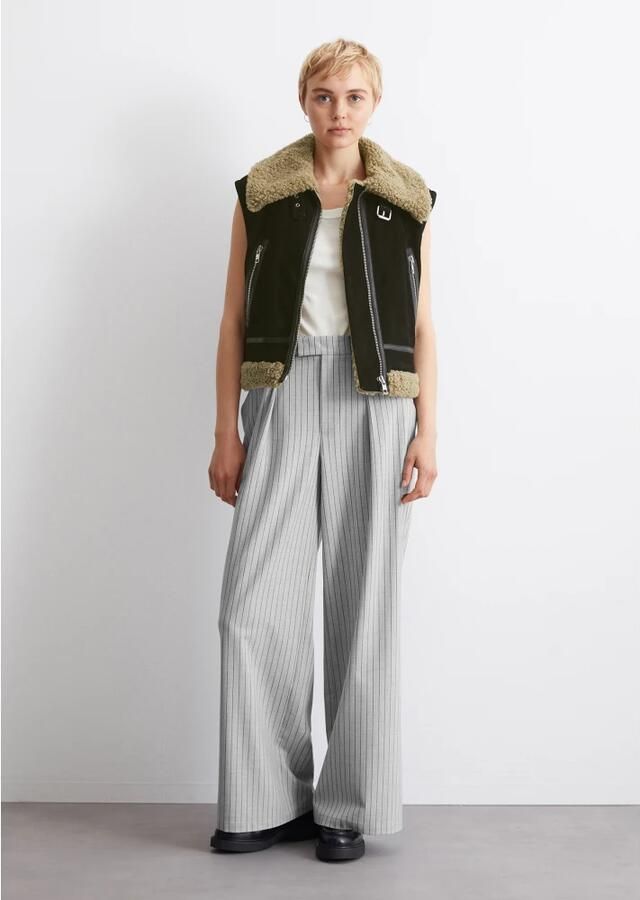 Marc O'Polo DENIM Leren gilet met ritszakken opzij - Foto 2