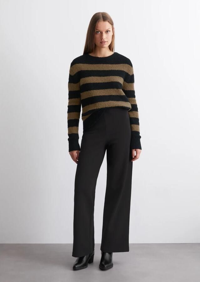 Marc O'Polo Regular fit gestreepte bouclé pullover van een mix van scheerwol en alpacawol - Foto 4