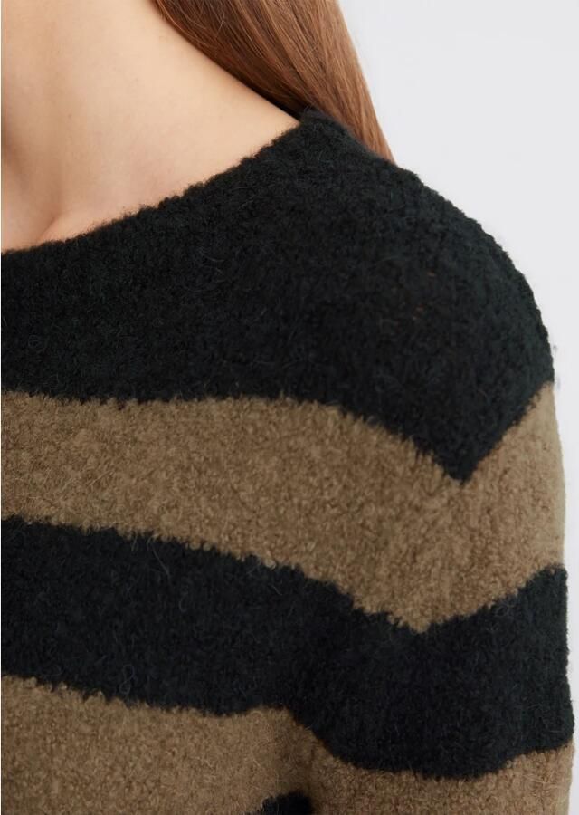 Marc O'Polo Regular fit gestreepte bouclé pullover van een mix van scheerwol en alpacawol