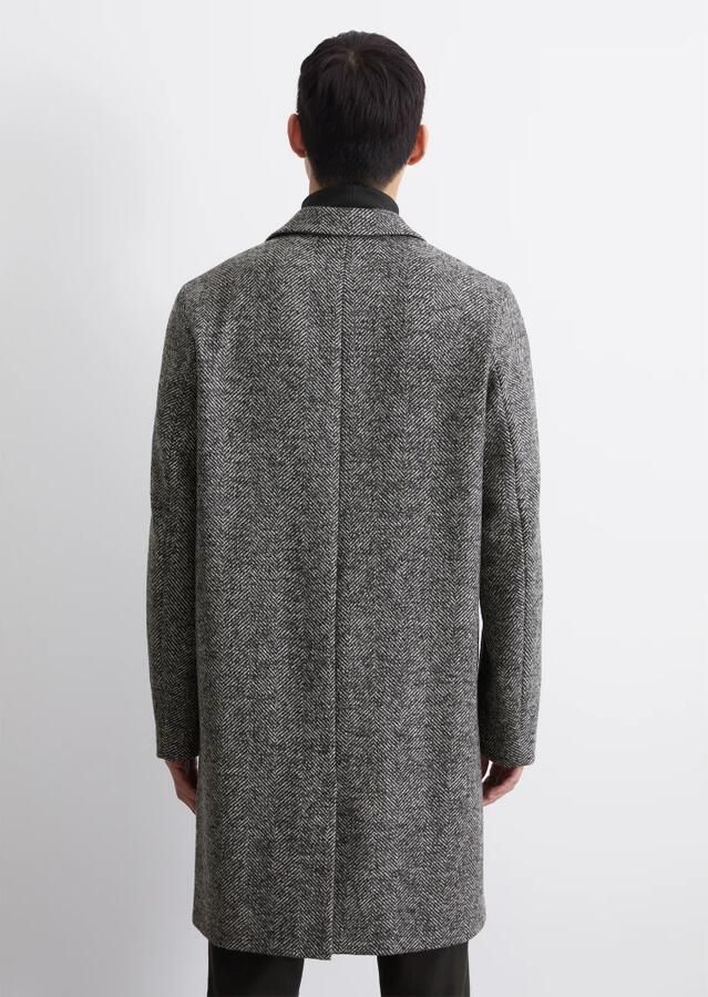 Marc O'Polo Regular fit lange wollen jas van hoogwaardige scheerwolmix met visgraatmotief - Foto 3
