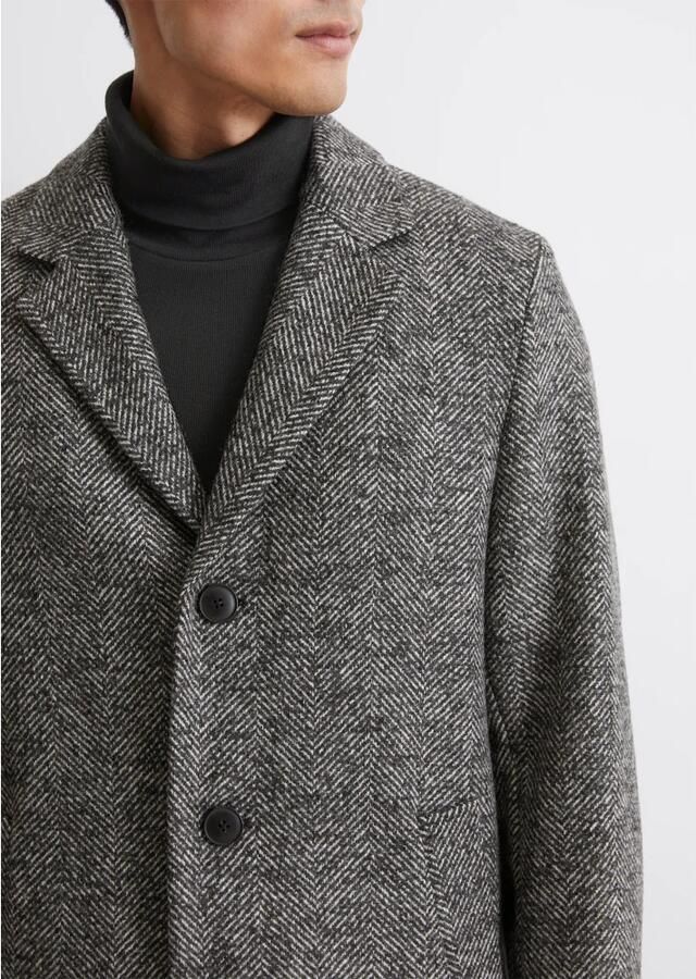 Marc O'Polo Regular fit lange wollen jas van hoogwaardige scheerwolmix met visgraatmotief - Foto 2