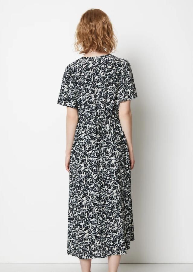 Marc O'Polo DENIM Midi-jurk met elastische taille van vloeiende viscose-crêpe - Foto 3