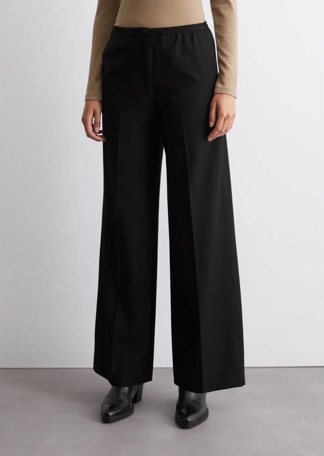 Marc O'Polo Straight fit stoffen broek van wolmix met stretch en elegante persplooi - Foto 5