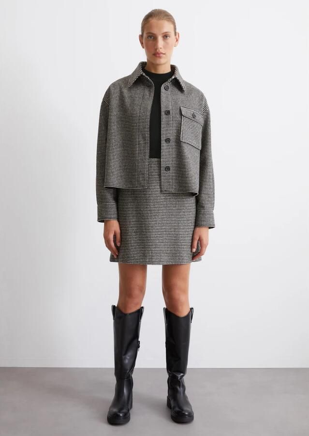 MARC O POLO Relaxed fit blazer met pied-de-poule-motief en vierkant model - Foto 4