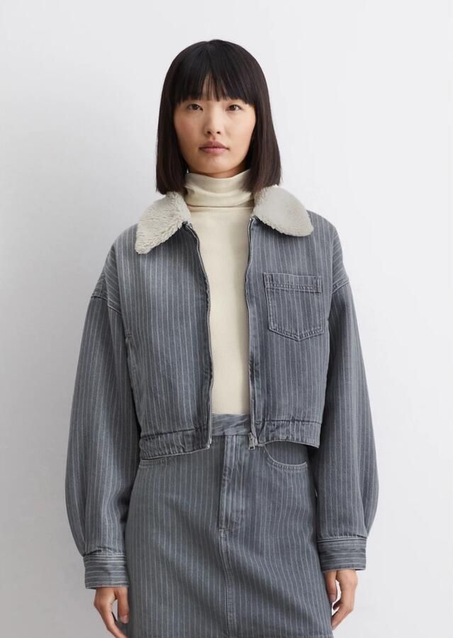 Marc O'Polo Oversized spijkerjasje met teddykraag Gray Dames - Foto 2