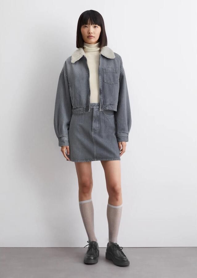 Marc O'Polo Oversized spijkerjasje met teddykraag Gray Dames - Foto 4