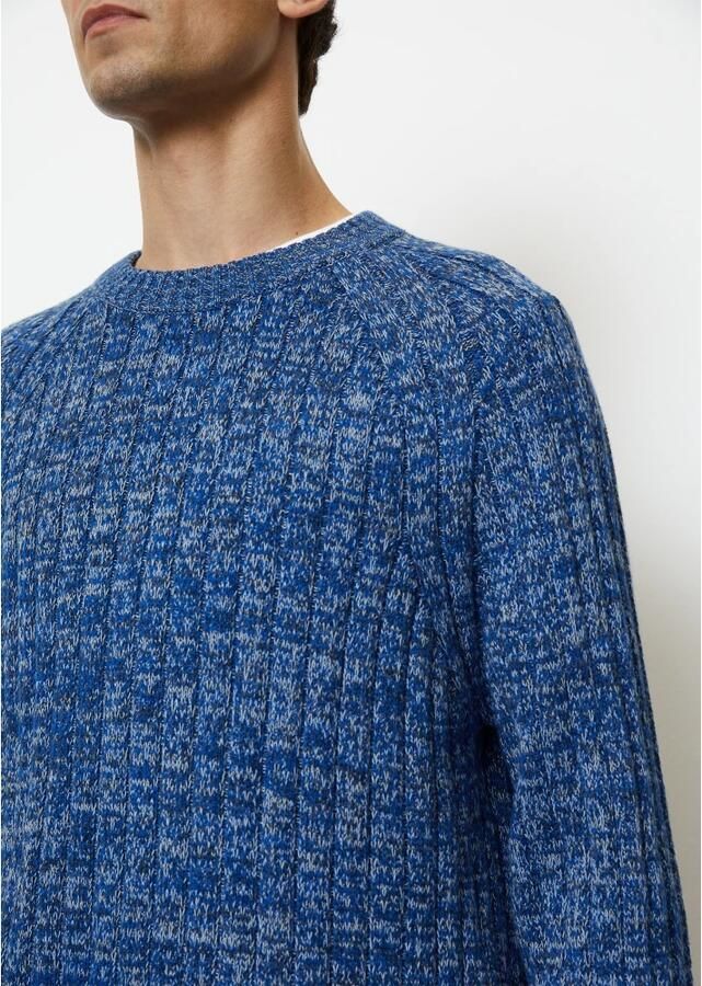 Marc O'Polo gemêleerde ribgebreide trui van biologisch katoen cool cobalt - Foto 3