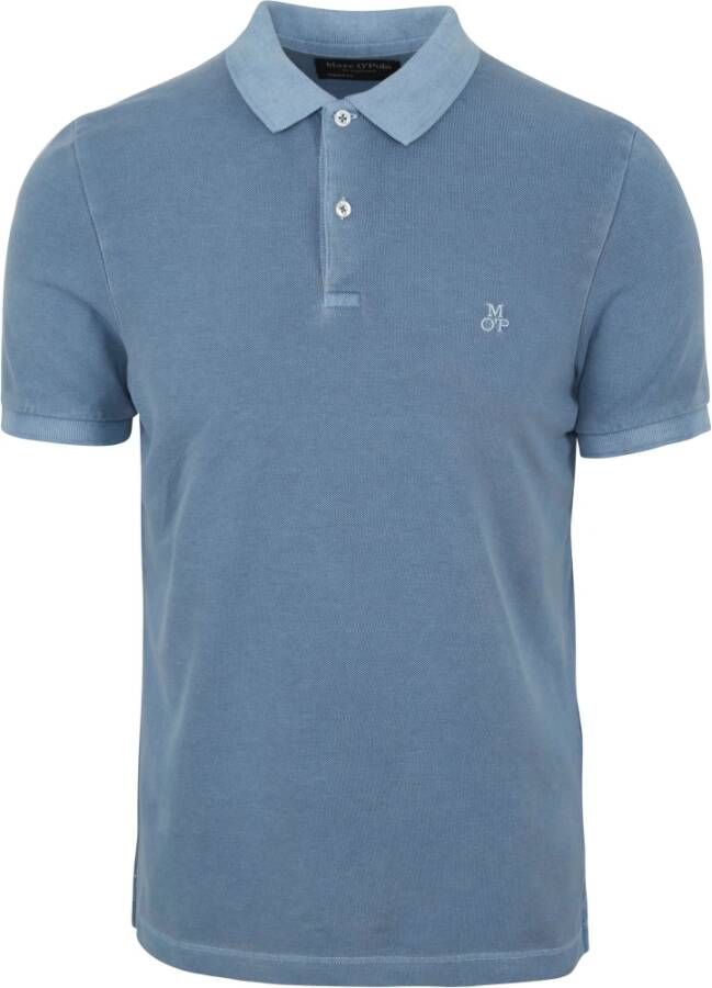 Marc O'Polo Short sleeve polo shirt in piqué fabric Blauw Heren