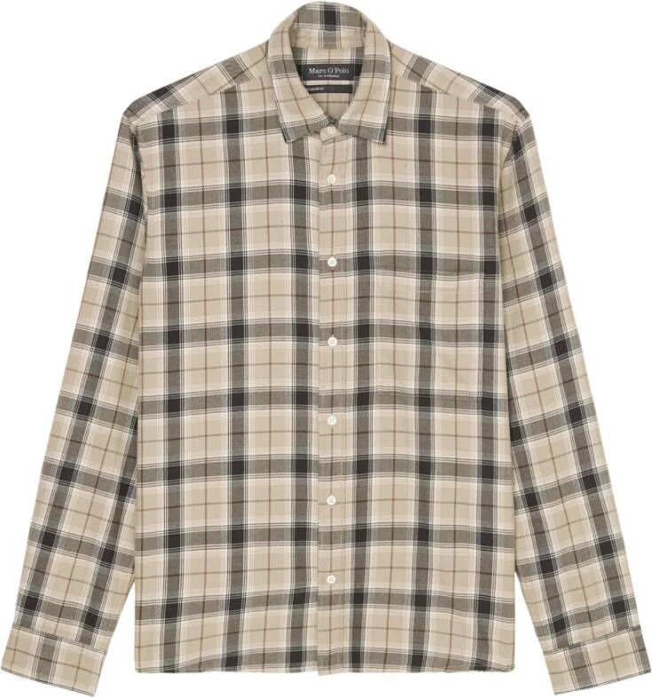 Marc O'Polo Regular long sleeve flannel shirt Bruin Heren