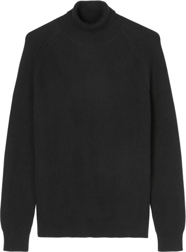 Marc O'Polo Rib knit polo neck jumper in a regular fit Zwart Heren