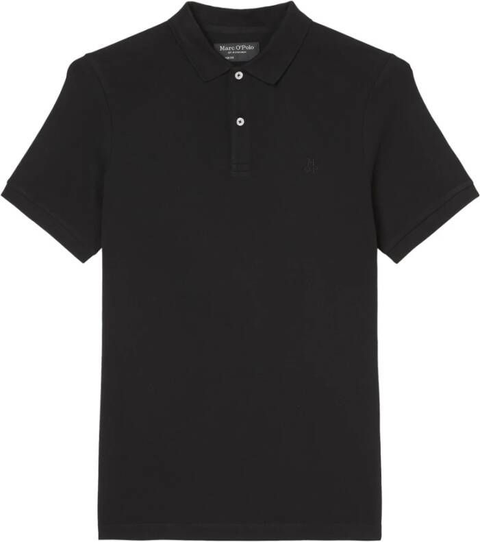 Marc O'Polo Short sleeve polo shirt in piqué fabric Zwart Heren