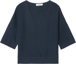 Marc O'Polo Short-sleeved jumper with a V-neckline Blauw Dames