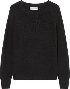 Marc O'Polo Slightly cropped crewneck knitted jumper Zwart Dames
