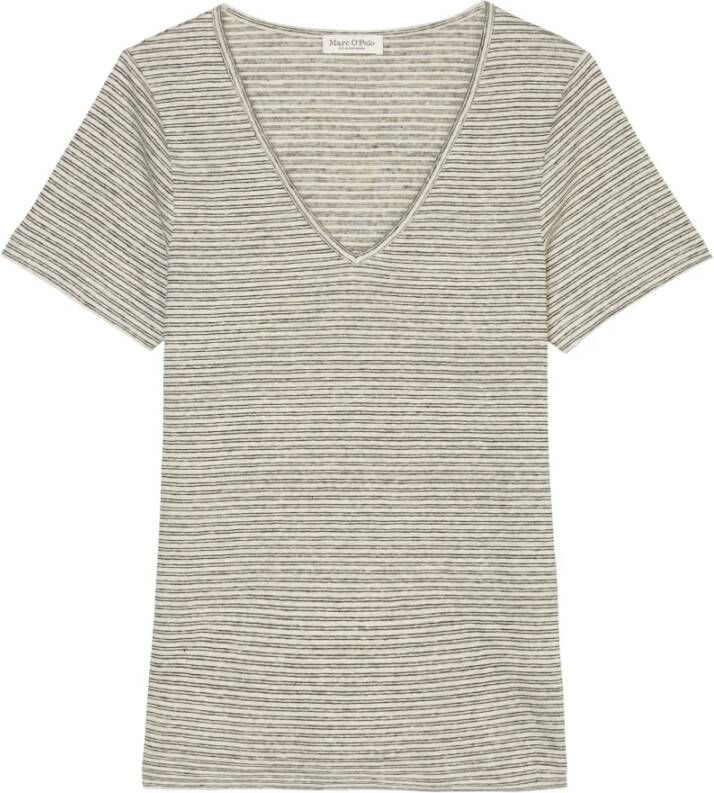 Marc O'Polo T-shirt van linnen met streepmotief