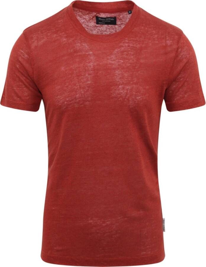 Marc O'Polo T-shirt van linnen met ronde hals