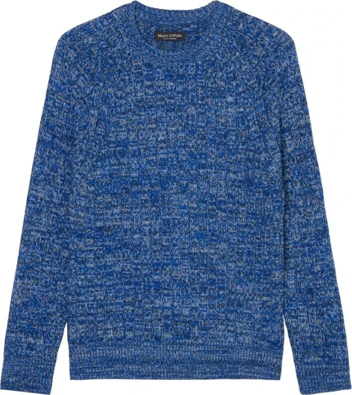 Marc O'Polo gemêleerde ribgebreide trui van biologisch katoen cool cobalt - Foto 8