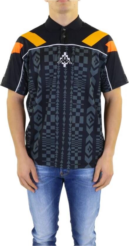 Marcelo Burlon Aop Folk Kappa Soccer Polo Stijlvolle Heren Polyester Shirt Zwart Heren