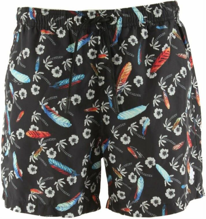 Marcelo Burlon Zwarte Hawaii Print Zwembroek Black Heren