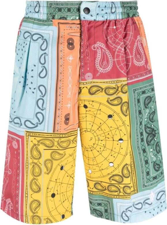 Marcelo Burlon Bedrukte nylon Bermuda shorts Rood Heren