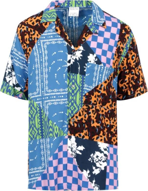 Marcelo Burlon Korte mouwen overhemd met Hawaïaanse print Blauw Heren