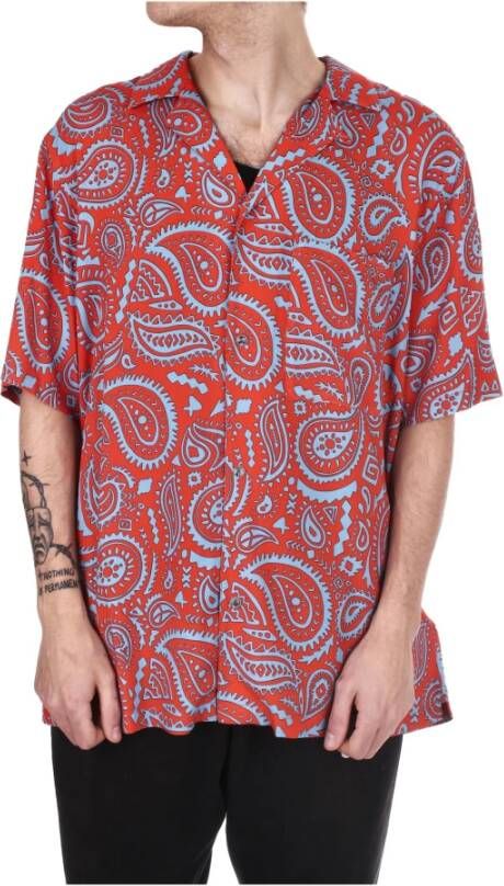 Marcelo Burlon Korte mouwen shirt met opvallende logo print voor heren Rood Heren