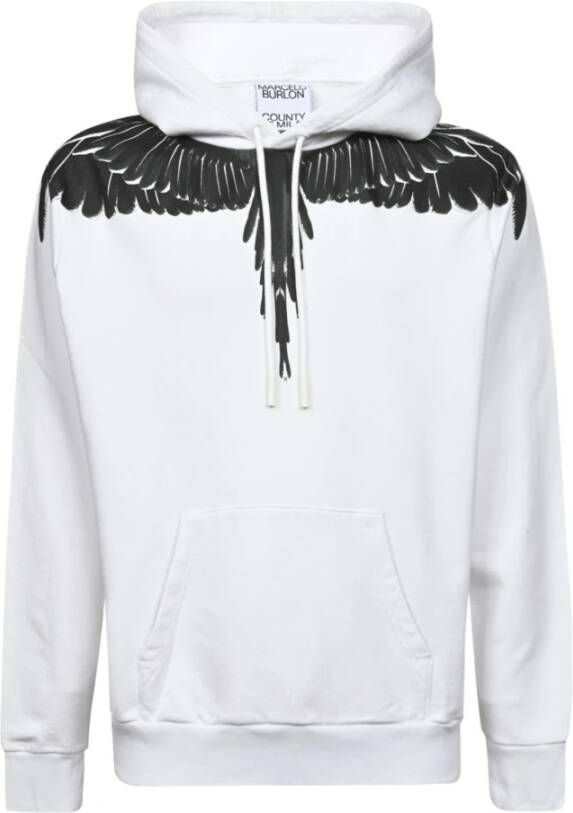 Marcelo Burlon Logo-Print Hoodie White Heren