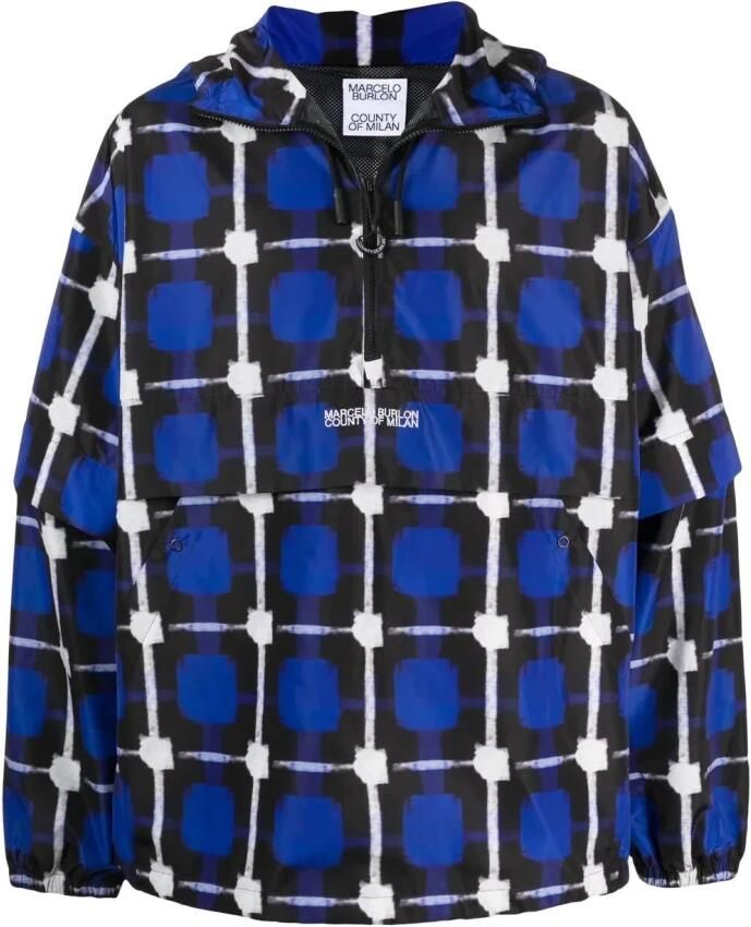 Marcelo Burlon County of Milan Geruit windjack Blauw