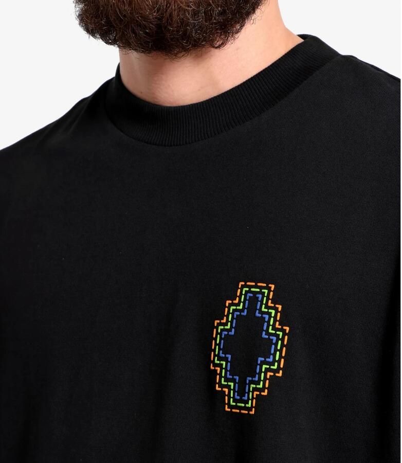 Marcelo Burlon Katoenen Crew Neck Tee met Geborduurd Kruislogo Black Heren