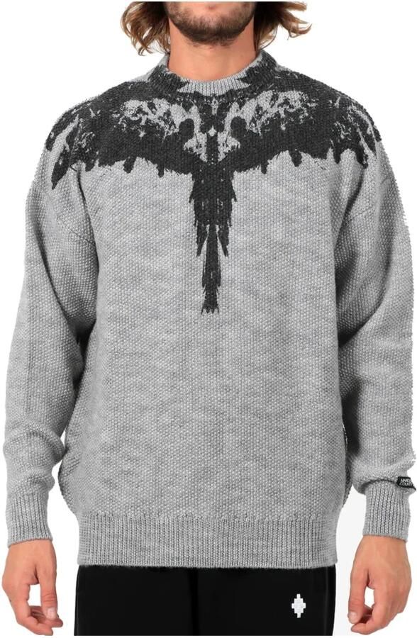 Marcelo Burlon Trainingsshirt Grijze Wollen Trui met Tempera Vleugelontwerp Grijs Heren - Foto 3