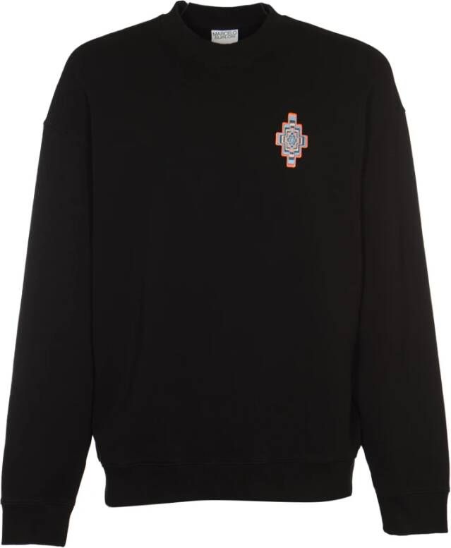 Marcelo Burlon Comfortabele Crewneck Sweatshirt met Optisch Kruis Ontwerp Black Heren