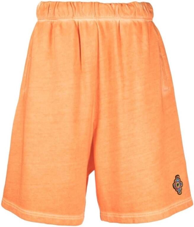 Marcelo Burlon Oranje Katoenen Logo Applicatie Shorts Orange Heren