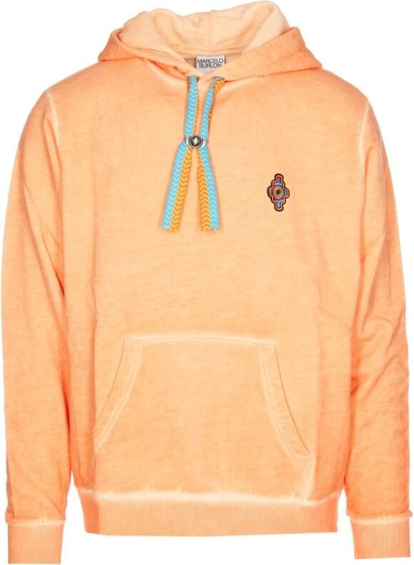 Marcelo Burlon Oranje Sunset Cross Hoodie voor Heren Oranje Heren