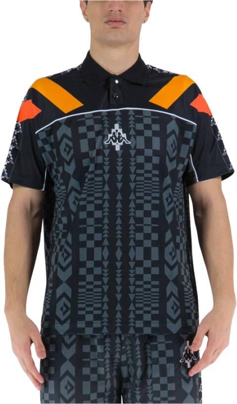 Marcelo Burlon Aop Folk Kappa Soccer Polo Stijlvolle Heren Polyester Shirt Black Heren