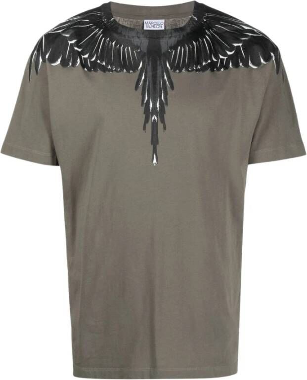 Marcelo Burlon Icon Wings Biologisch Katoenen T-shirt Green Heren