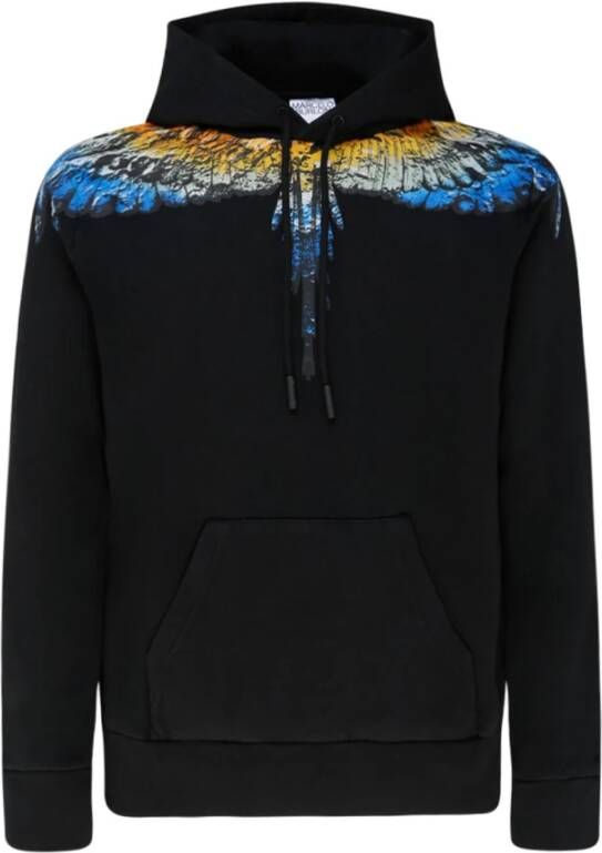 Marcelo Burlon Zwarte en Lichtblauwe Lunar Wings Hoodie Black Heren