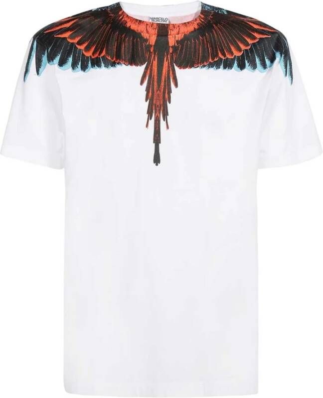 Marcelo Burlon T-shirts en Polos met Multicolor Vleugelprint White Heren
