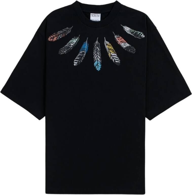Marcelo Burlon County of Milan T-shirt met verenprint Zwart