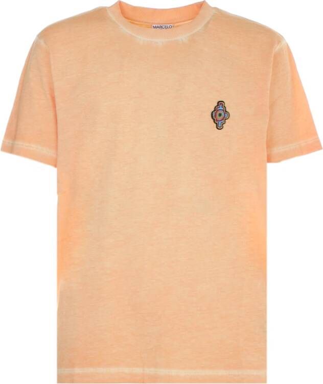 Marcelo Burlon T-shirt met geborduurd multicolor kruis Orange Heren
