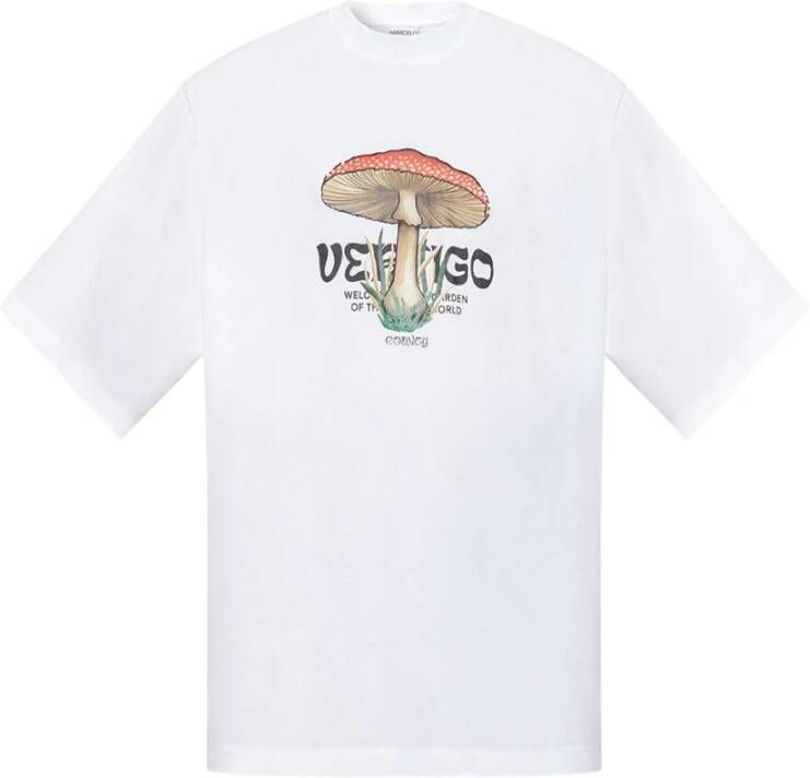 Marcelo Burlon Vertigo Mushroom Print Wit T-Shirt White Heren