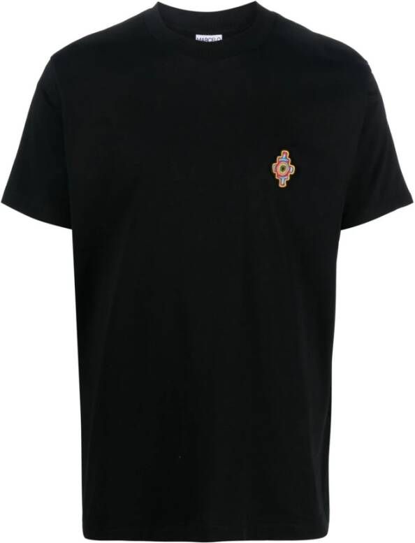Marcelo Burlon Zwarte katoenen T-shirt met contrasterend borduurwerk Black Heren