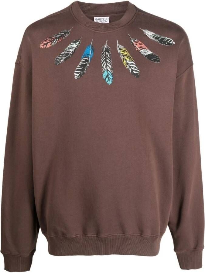 Marcelo Burlon Trainingshemd met Veerprint Brown Heren
