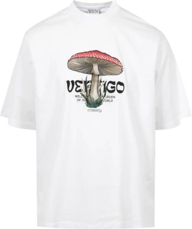 Marcelo Burlon Vertigo Mushroom Print Wit T-Shirt Wit Heren