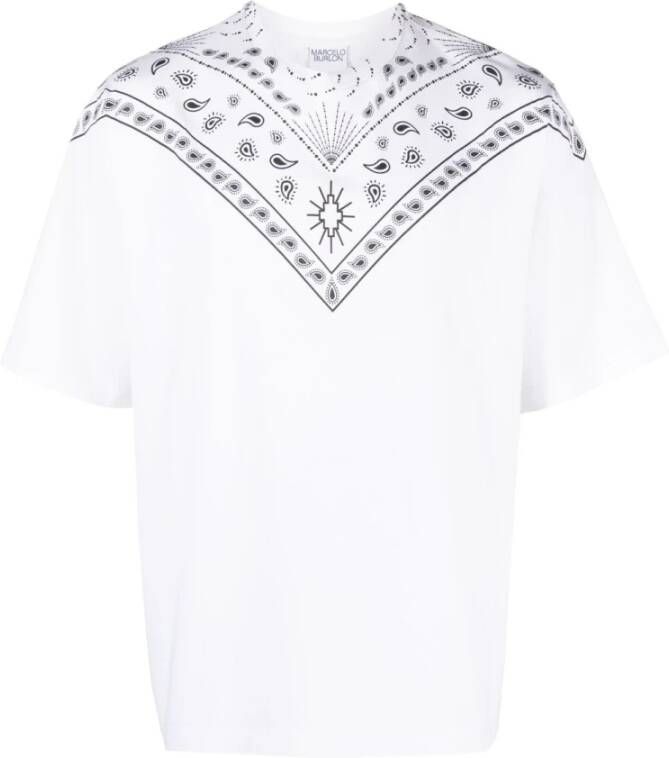 Marcelo Burlon Wit Zwart Bandana T-Shirt White Heren