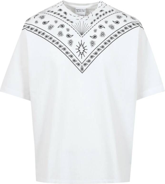 Marcelo Burlon Paisley Print T-shirt Hoge kwaliteit Modieus symbool White Heren