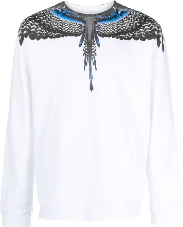 Marcelo Burlon Witte Grizzly Wings Biologisch Katoenen Sweatshirt White Heren