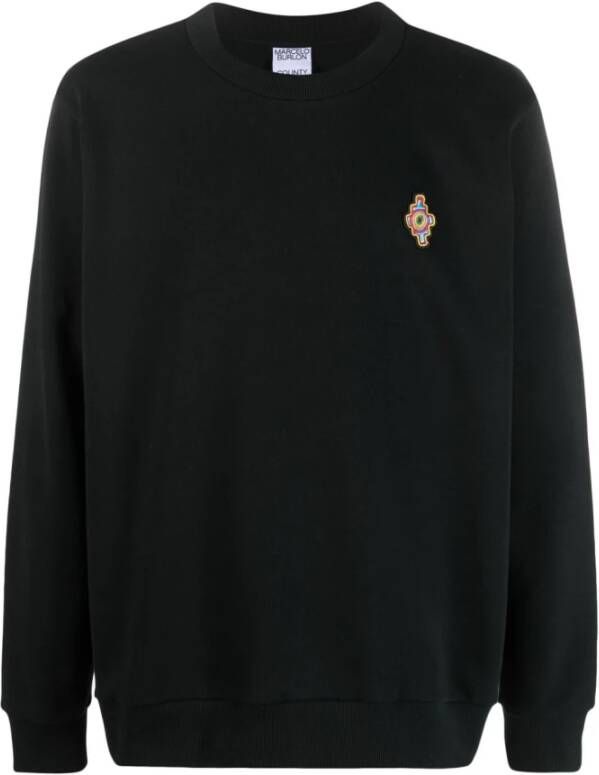 Marcelo Burlon Zwart Geborduurd Logo Sweatshirt Zwart Heren