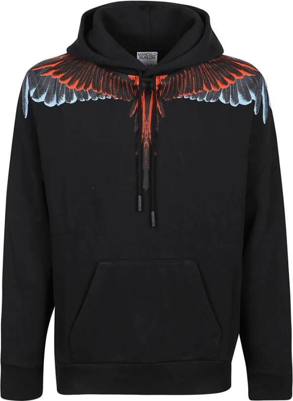Marcelo Burlon Zwart Rood Icon Wings Sweatshirt Zwart Heren