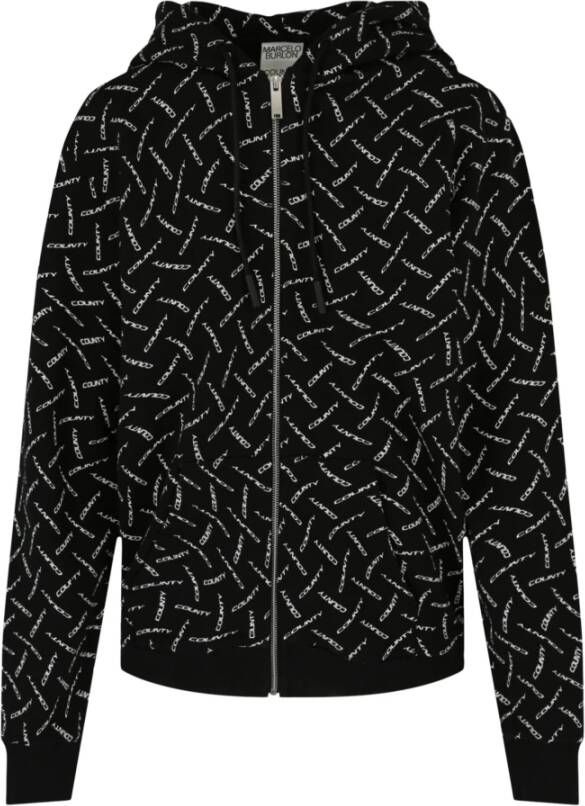 Marcelo Burlon Zwarte Arrow Zip-Up Hoodie Zwart Heren