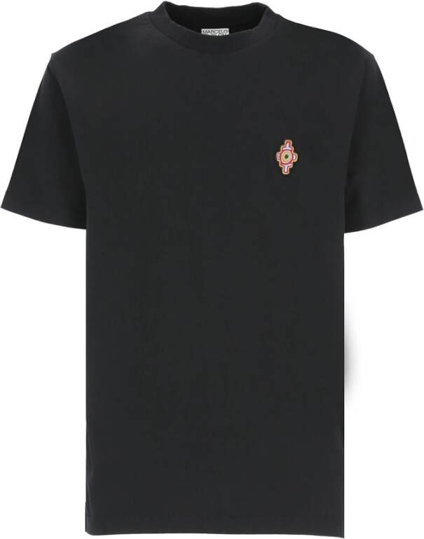 Marcelo Burlon Zwarte katoenen T-shirt met contrasterend borduurwerk Zwart Heren